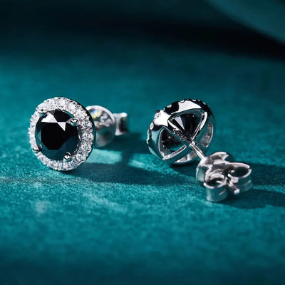 Black Moissanite Earrings  Diamond Stud Earrings  Black Diamond Studs  Moissanite Jewelry  Elegant Stud Earrings  Hypoallergenic Earrings  Black Gemstone Earrings  Sterling Silver Earrings  Luxury Studs  Minimalist Earrings